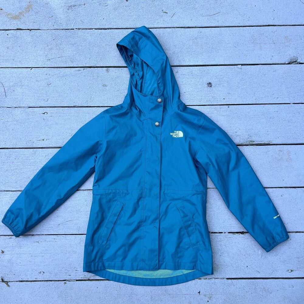 The North Face DryVent Hooded Windbreaker Blue Rain Jacket Girls-Size S (7/8)